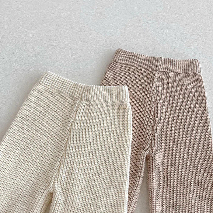 2024 New Autumn Toddler Baby Girl Knitting Clothes Suit Long Sleeved Solid Color Knitted Sweater+Pants Children Clothes Set