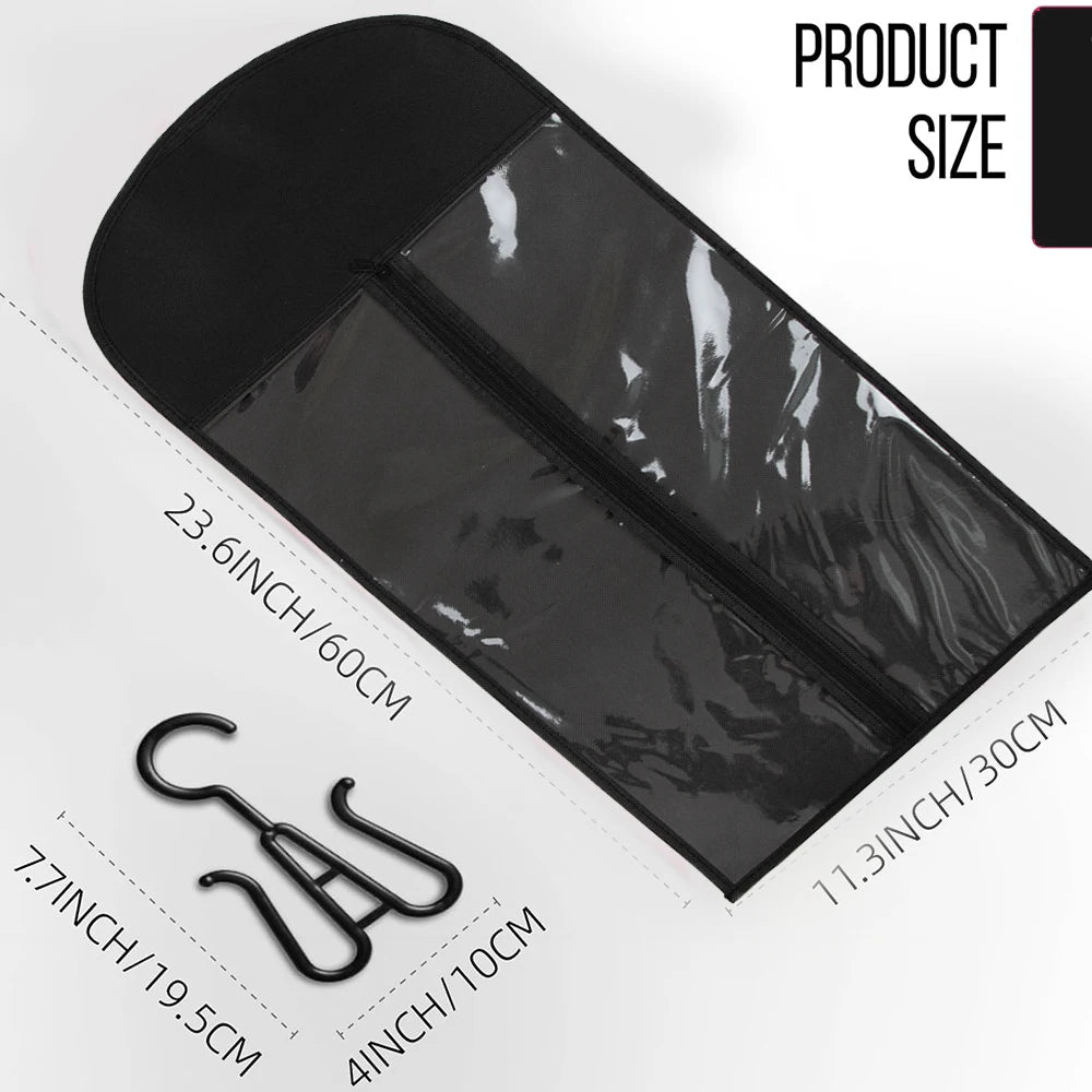 1/3/6pcs Premium Wig Storage Bags with Sturdy Metal Hangers - Black Transparent Design for Multiple Wigs & Hair Extensions