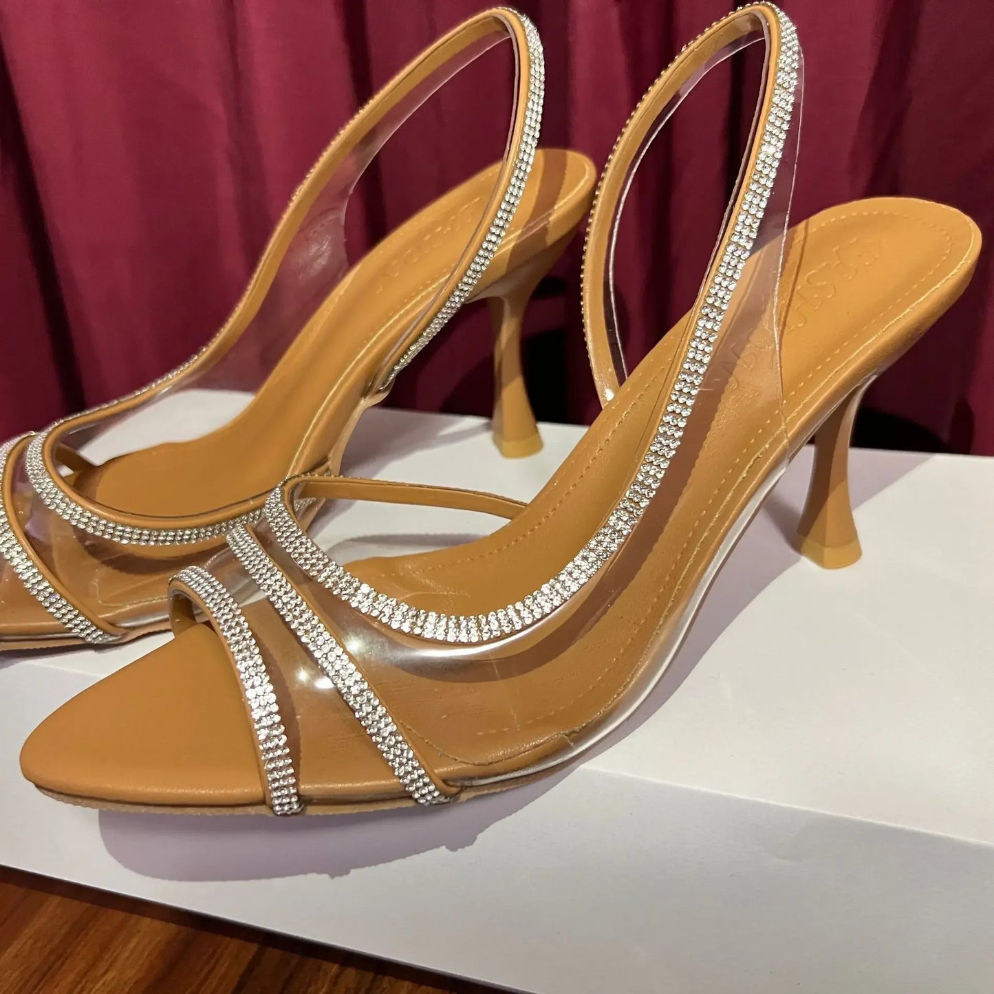 Transparent Water Diamond Women's Sandals Summer 2025 New Style Versatile Fish Mouth Pointed Toe Elegantly Exposed Toe Stiletto