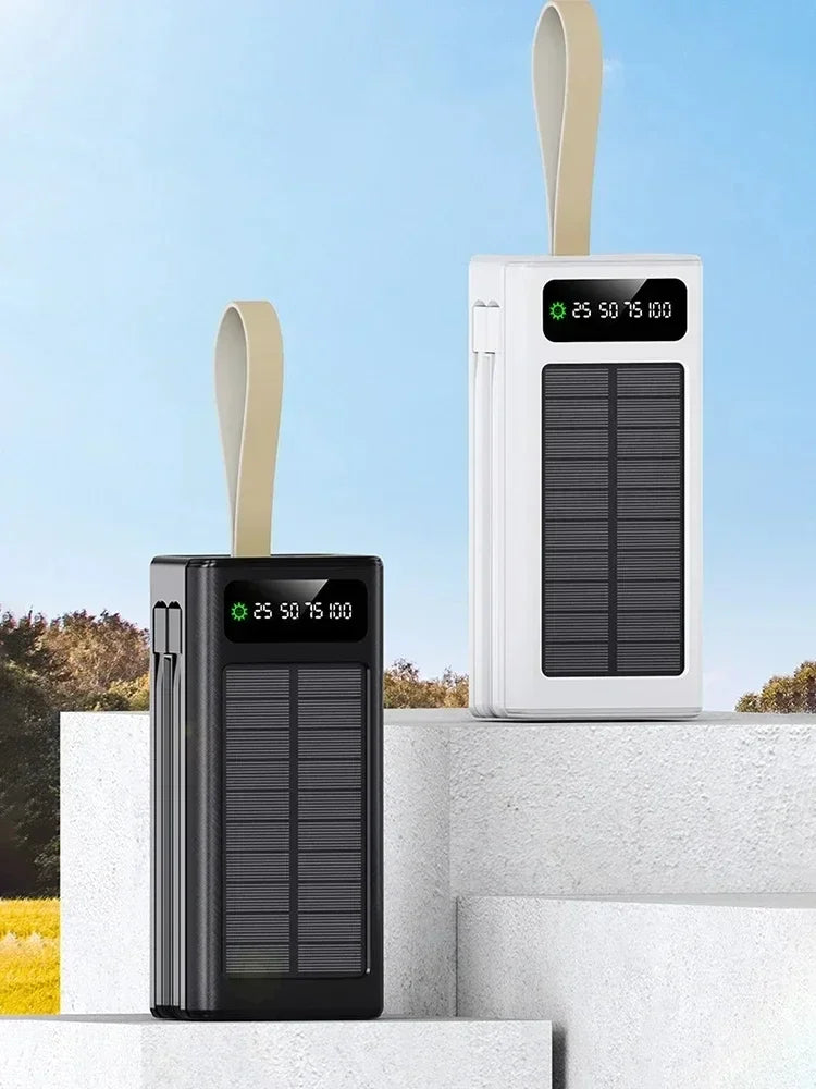 Lenovo 500000mAh Power Bank Large Capacity Portable LED Light Solar External Battery Four Interface Charger Powerbank 2026
