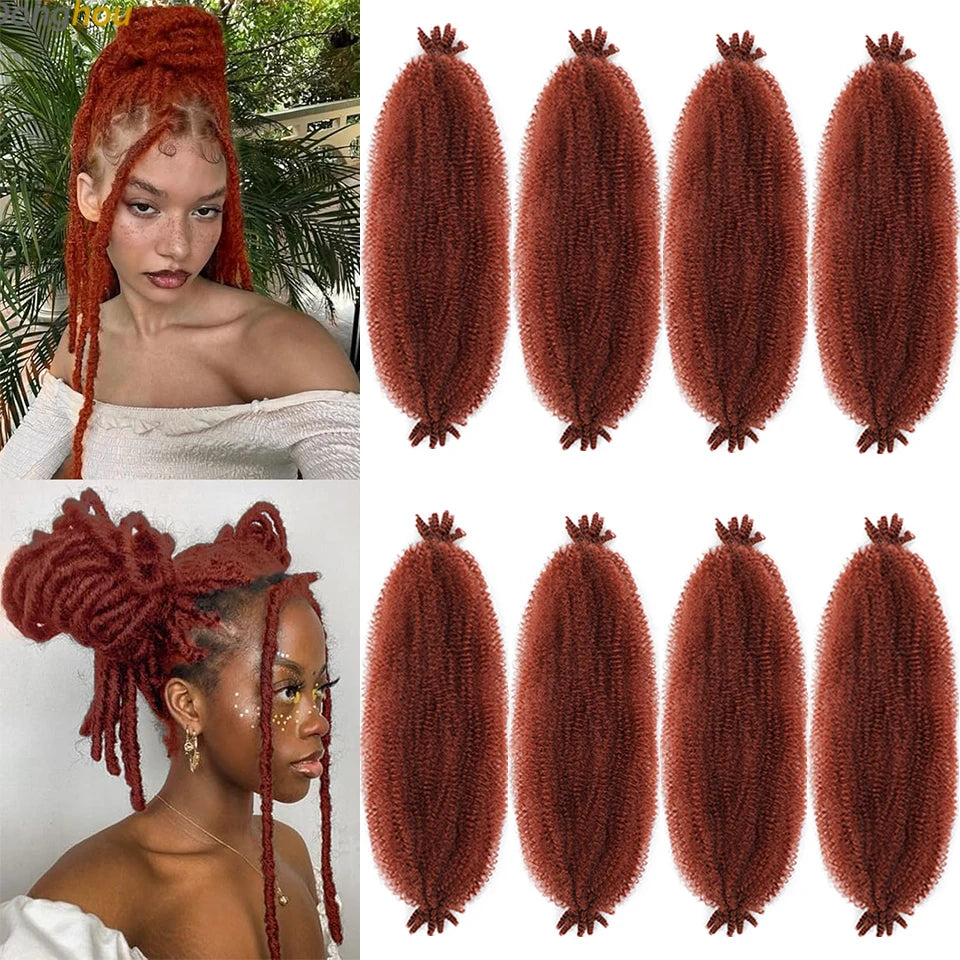 Donghou Ombre Blonde Ginger Afro Twist Hair 350 1B 30 27 613 Bug Colors Springy Twist Braiding Hair for Soft Locs Marley Braids