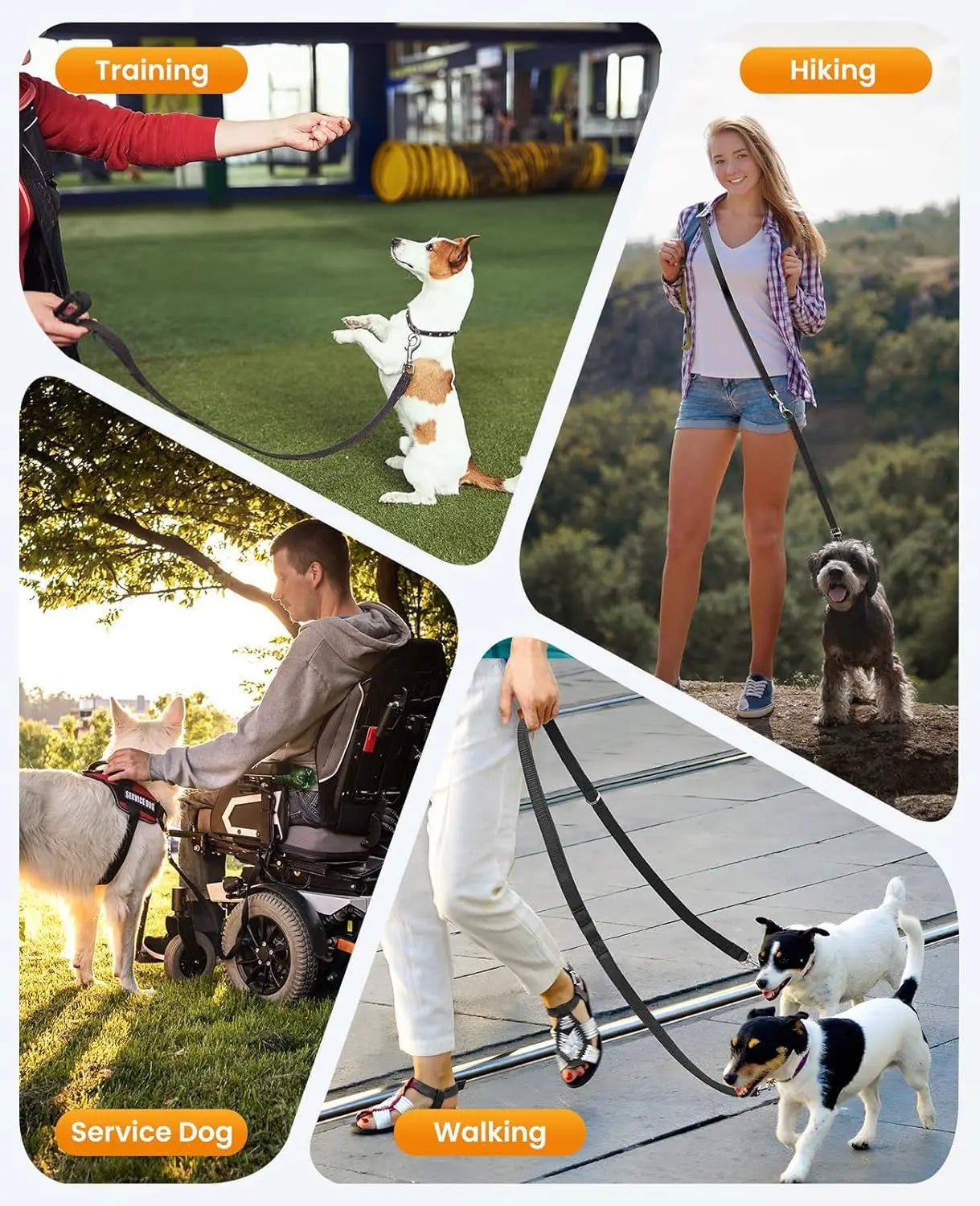 Crossbody Dog Leash Versatile Crossbody Waist Leash with 3 Rings Puppy Walking Leash Reflective Nylon Multifunctional Pet Rope