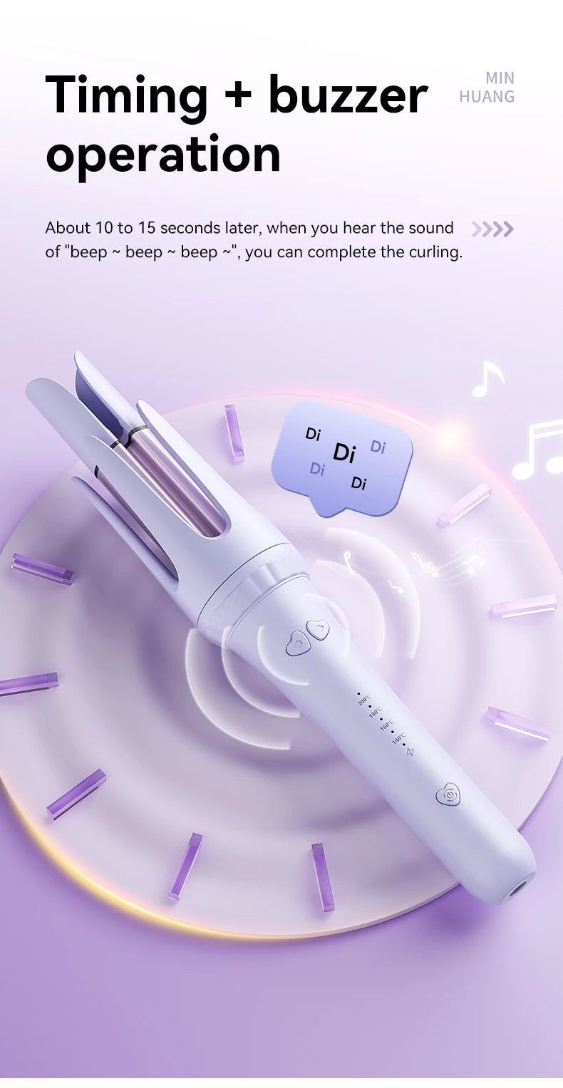 32MM Automatic Curling Iron with 1 Billion Ions Smart Auto Shut-Off Anti-Scald Hair Curler for Women Styling Tool