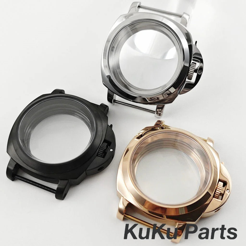 Polished/Brushed NH35 40mm Silver Sapphire Glass Watch Case With Handle Case for NH34 NH35 NH36 4R35 Movement 28.5mm Dial Watch
