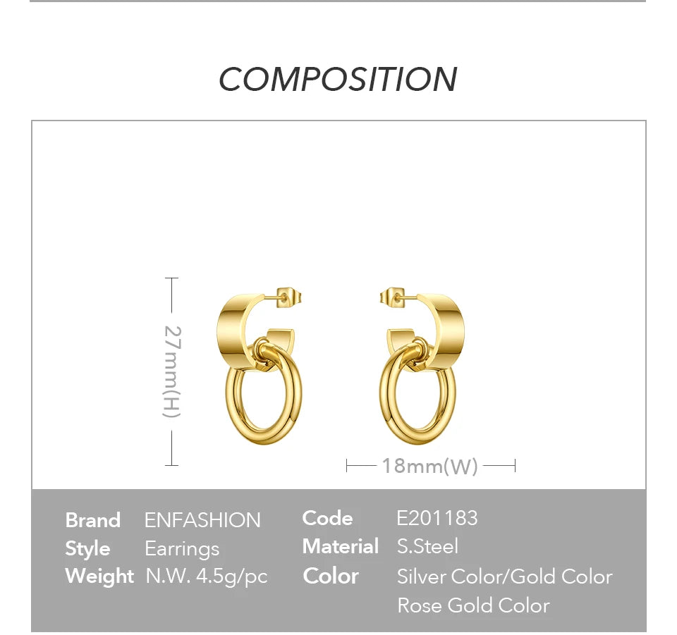 ENFASHION Curved C Circle Drop Earrings For Women Gold Color Stainless Steel Geometric Earings Fashion Jewelry 2020 Gifts E1183
