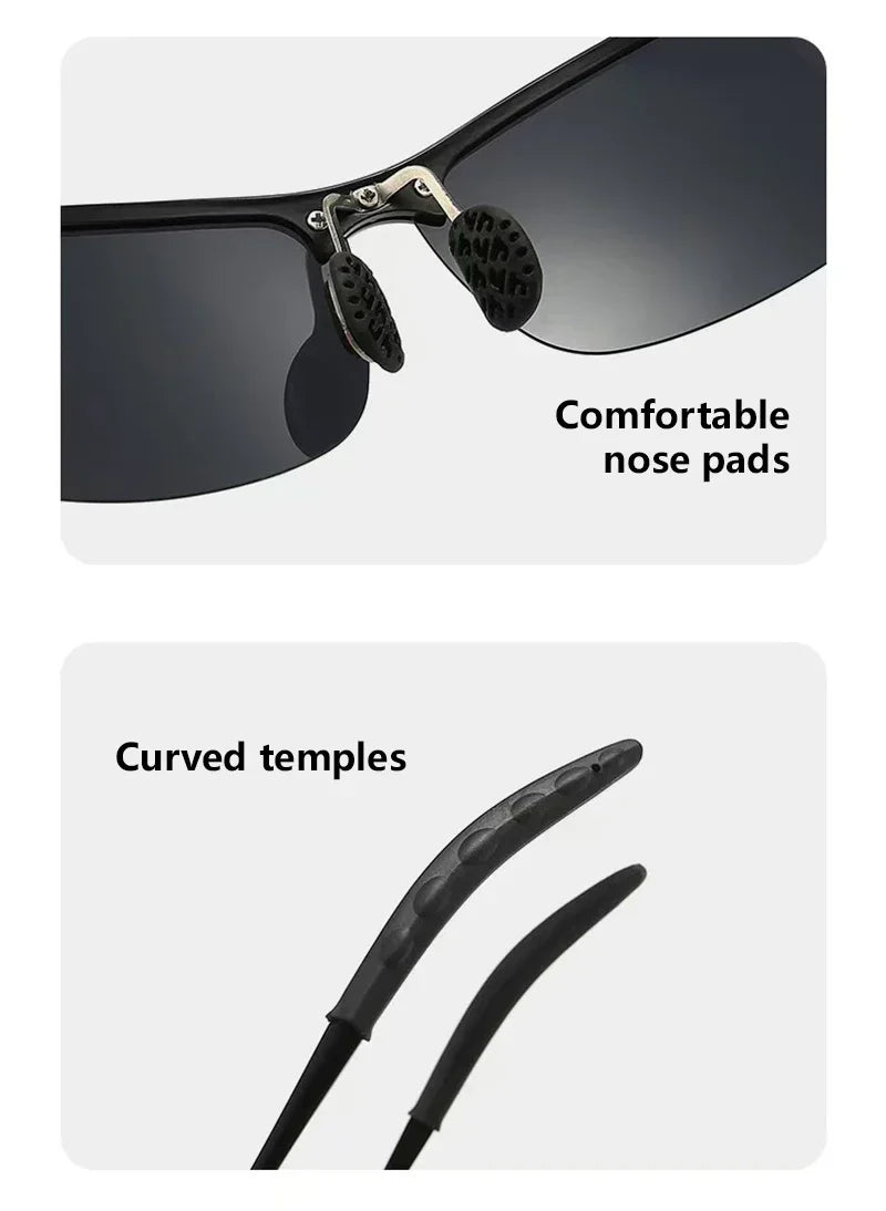 Men Photochromic Polarized Sunglasses Day Night Dual Use Color Changing Driving Fishing  Anti Glare UV Night Vision Glasses 1PC