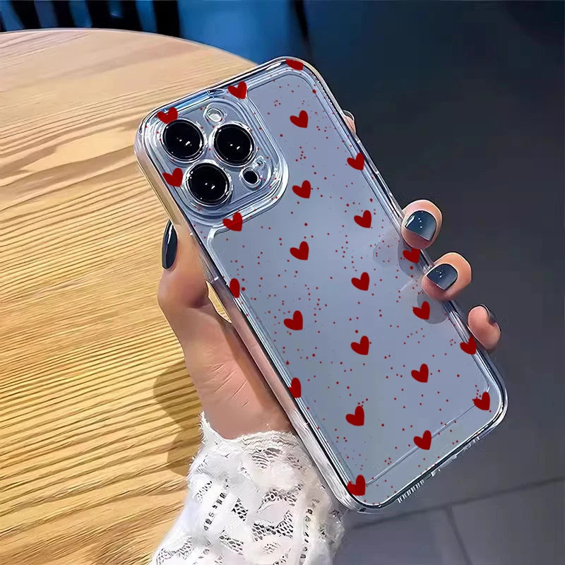 Simple Love Heart Bow Polka Dot Clear Phone Case for Xiaomi 15T Pro POCO F7 X7 X6 X5 F5 F6 Pro Mi 11 Lite 5G 14T 13T 12T Cover