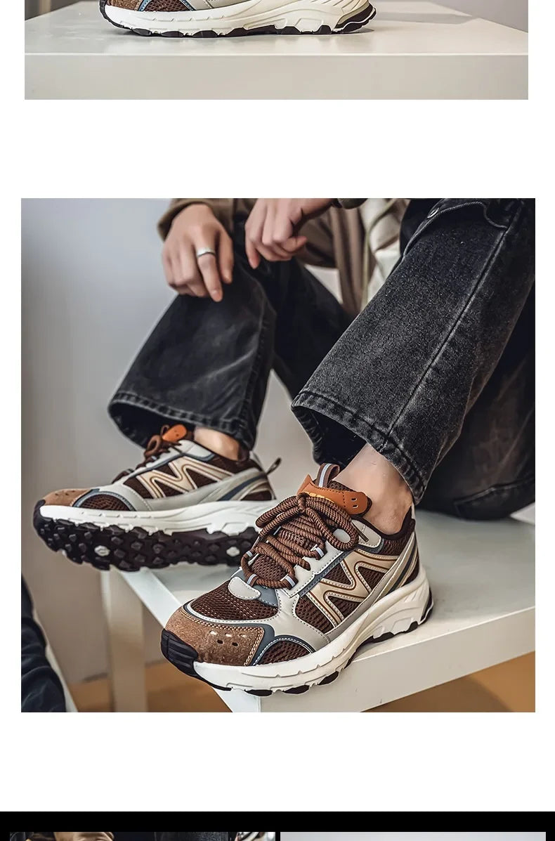 Breathable Outdoor Men's Sport Shoes Summer Trend Dad Sneakers Student Casual Rubber Sole EVA Insole Cotton Lined Net Mesh