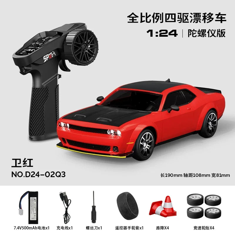 Hongxing 1 24 RC 4WD High Speed Drift Car Full Scale Gyroscope With Lithium Battery 2 Sets Of Wheels Independent Shock Absorber