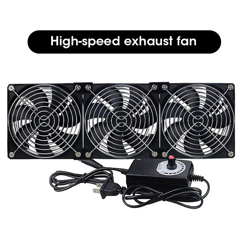 220V 12V Exhaust Cooling Fans with Controller 12cm for Workstation Cabinet Radiator Server Fan for GPU VGA Btc Machine Chassis