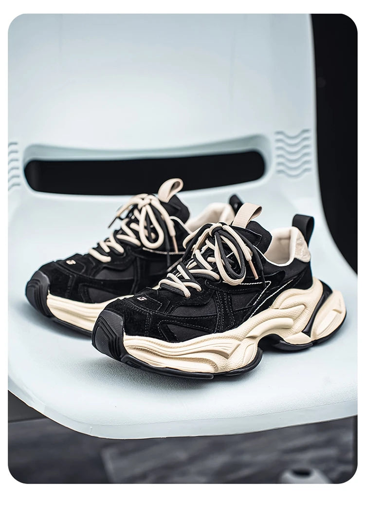 Lacing up Men's and Women's Couple Sport Shoes 2025 Thick Sole Luxury Design Casual Retro Dirty Casual Sneakers Breathable Upper