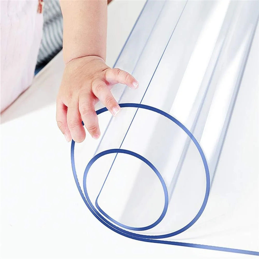 1.0+1.5mm PVC Transparent Tablecloth, Heat-Resistant, Waterproof and Oil-Proof Table Mat