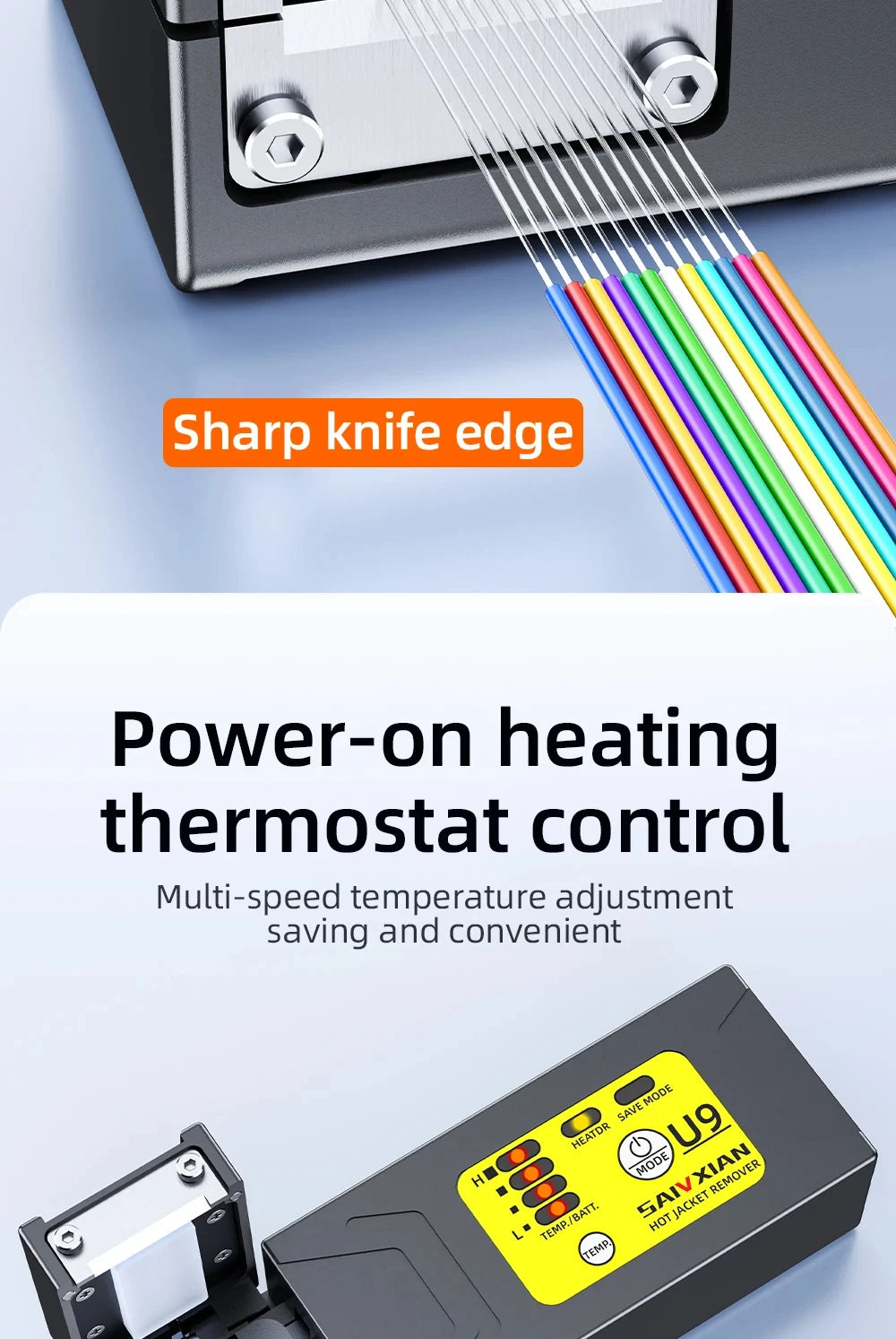 New U9 Fiber Thermal Stripper Pliers Heated Optical Wire Stripping Slitter Ribbon Fiber Hot Stripper Cable Fusion Tool