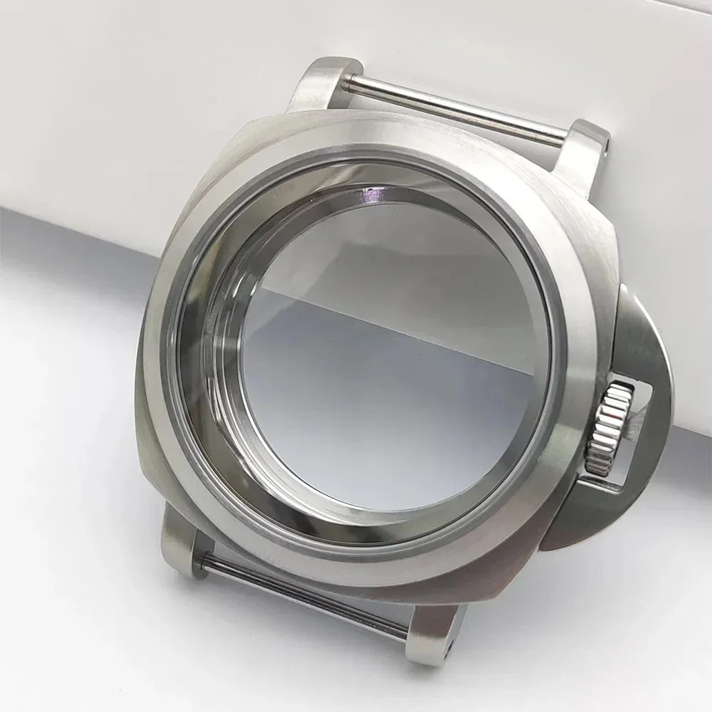For Panerai Style 40mm Stainless Steel Watch Case with Crown Guard Bridge, Fit NH35 NH36 Movement, Watch Mod Parts
