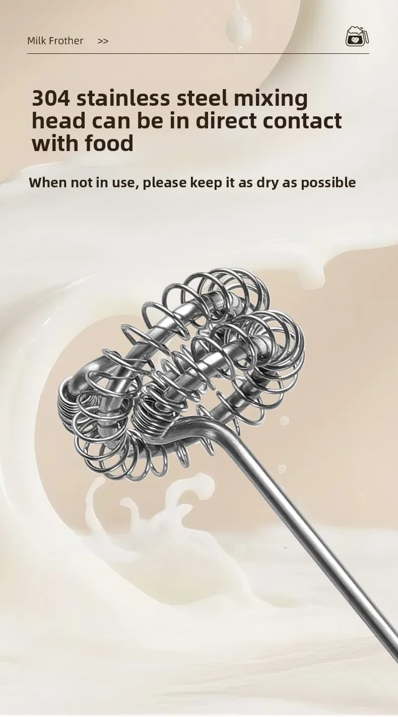 MINI Milk Frother USB Rechargeable 3 Speeds Foam Maker Coffee Whisk Mixer Electric Handle Blender Egg Beater