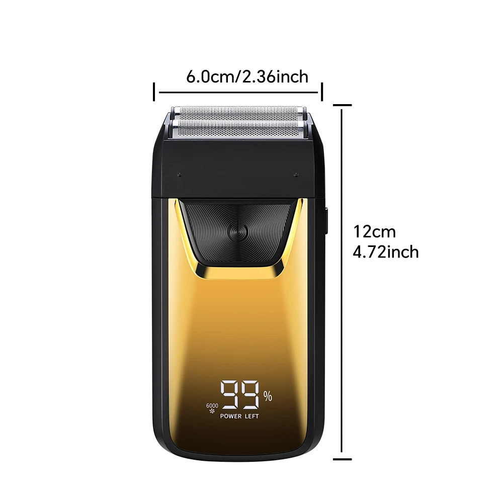 USB men's electric LED digital portable shaver with built-in rear blade for shaving hair and sideburns, compact shaving