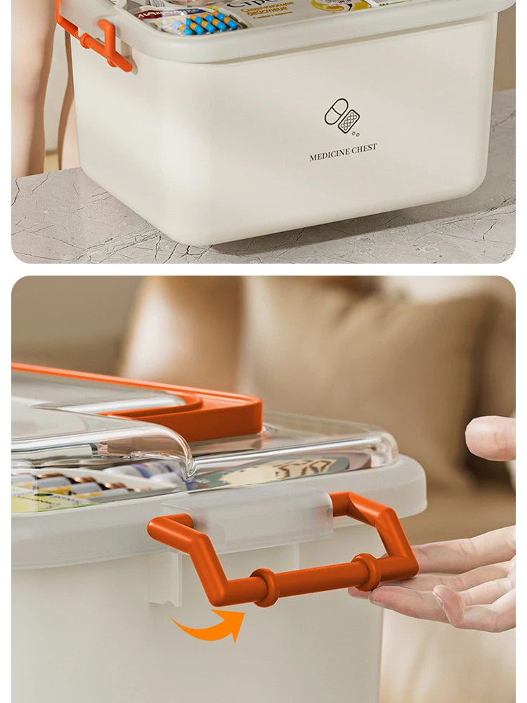 Large Capacity Medicine Box Portable Home First Aid Medical Kit Family Emergency Medicine Box with Multi-layer Drug Storage Case