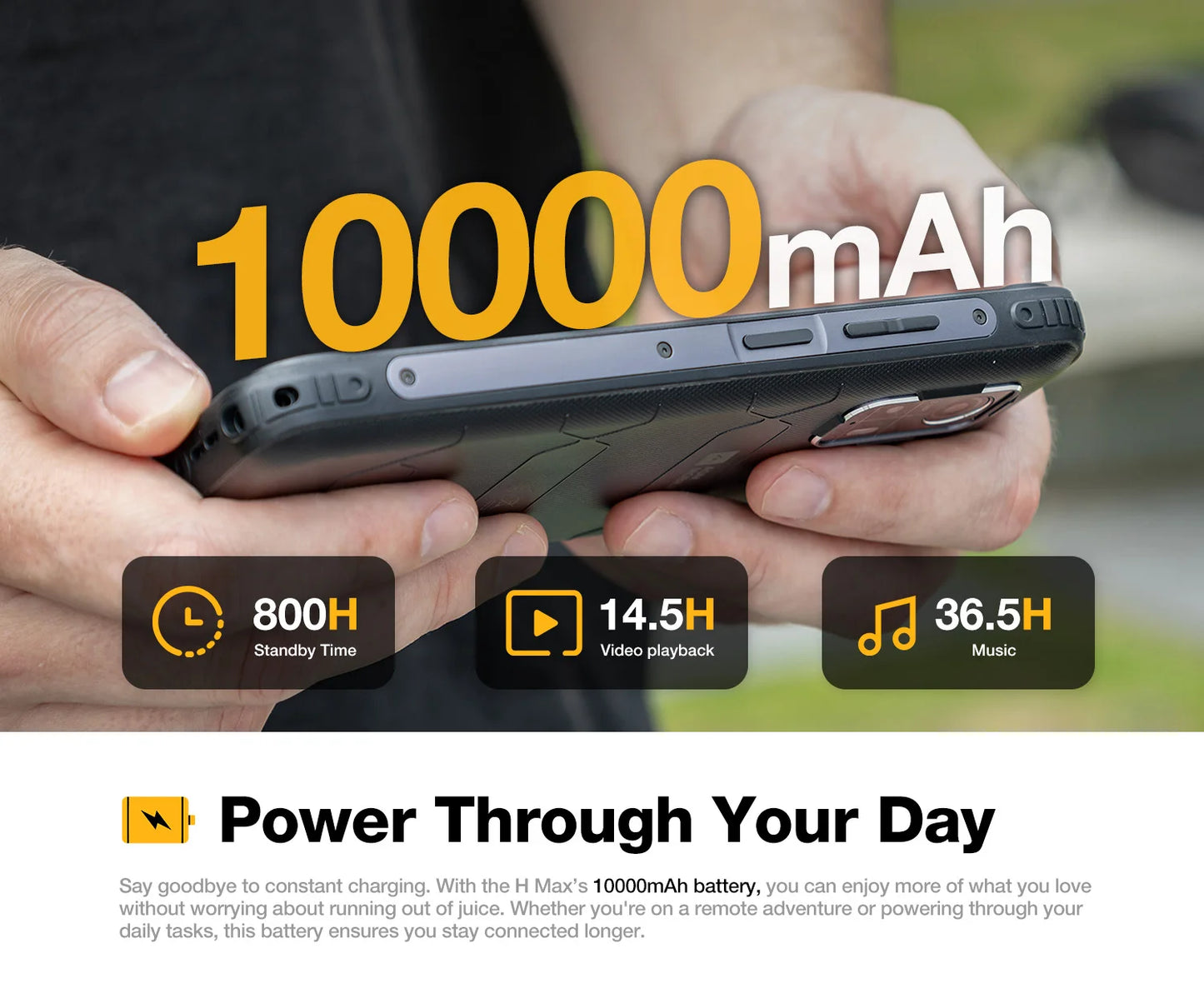 AGM H MAX Rugged Smartphone 8+256GB 10000mAh Battery  HD+ Display 3 Card Slot NFC OTG Reverse Charge Waterproof