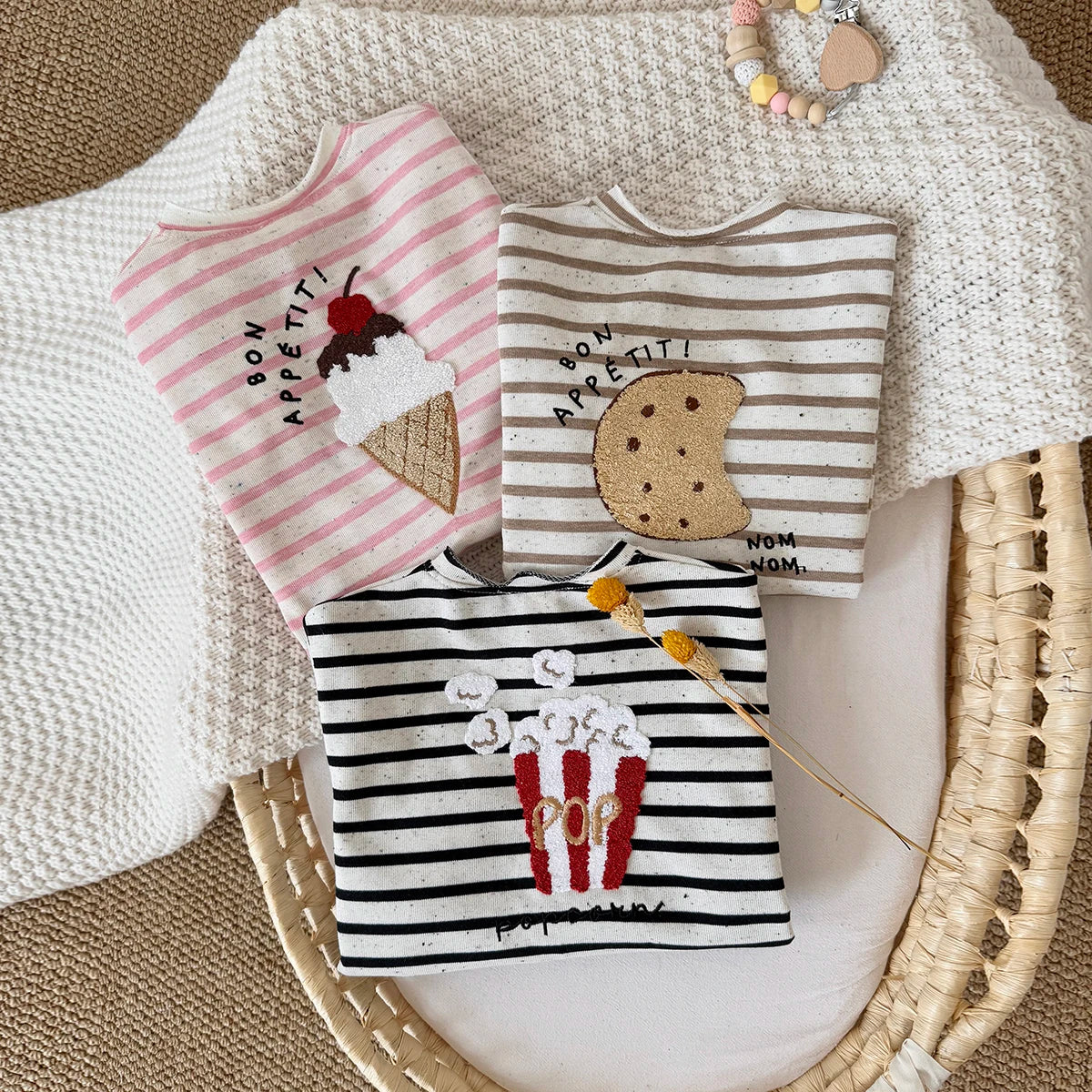 2025 Spring and Autumn New Baby Clothing Striped Cartoon Print Jumpsuit Newborn Baby Romper Pants Babies Aged 0-3Years Kids