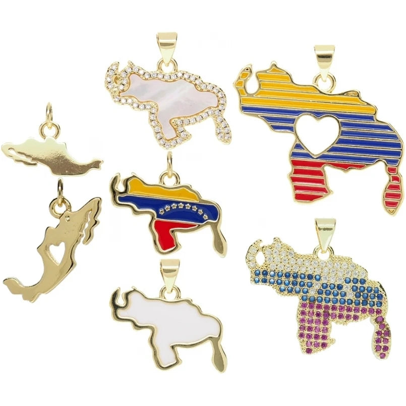 10Pcs Venezuela Charms Accessories Alphabet Letter Rectangle Pendant for Necklace Wholesale Metal Enamel Fashion Jewelry