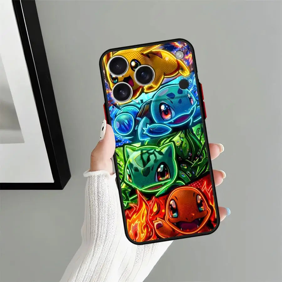 Funda Back Phone Cover Case for iPhone 17 Pro Max 15 13 Mini 11 17e 7 8 SE 12 14 XS XR 16 Plus Air Retro Anime Pokemon