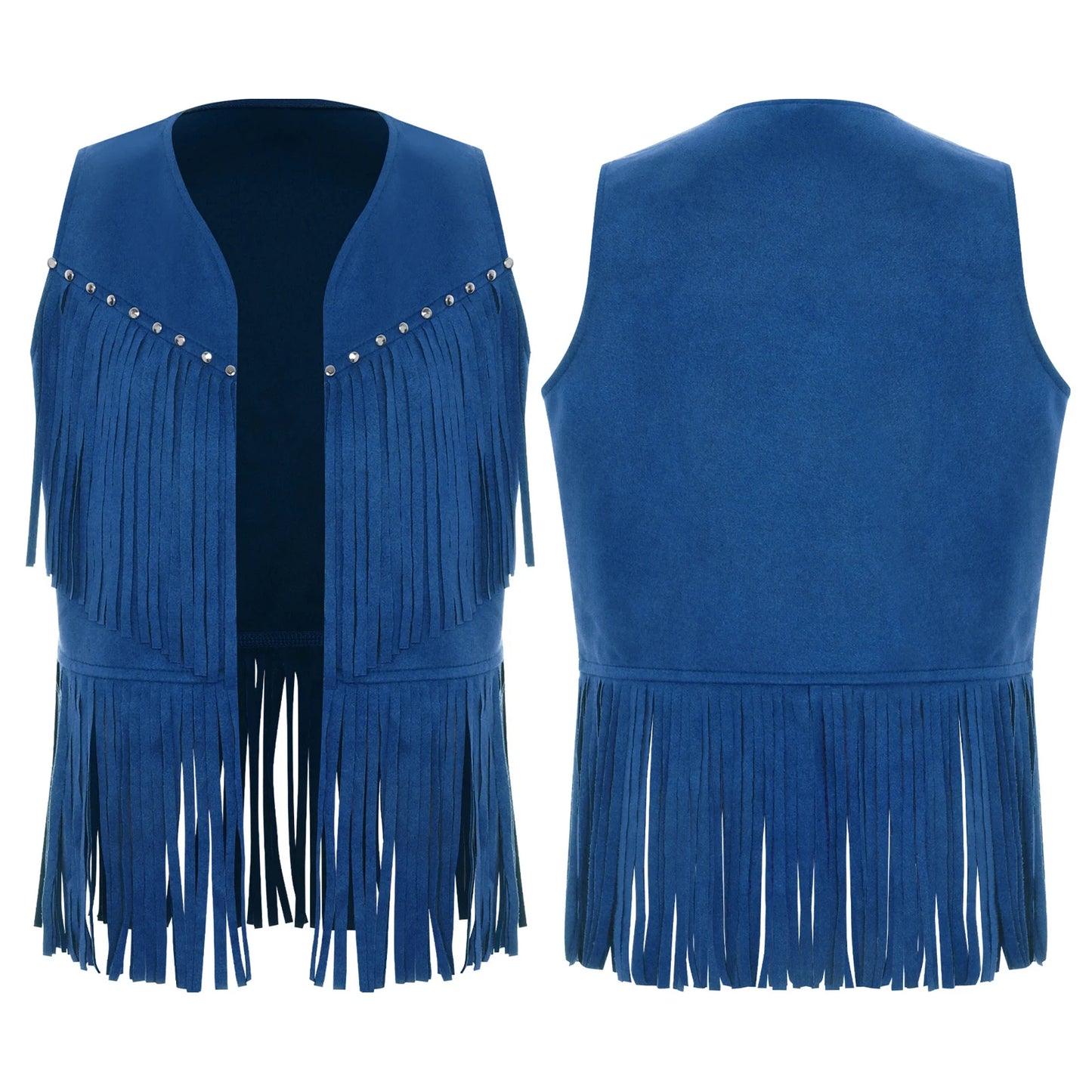 Kids Girl Boy Fringed Vest for Carnival Theme Party Tassels Top Open Front Waistcoat Child Halloween Western Cowboy Costumes