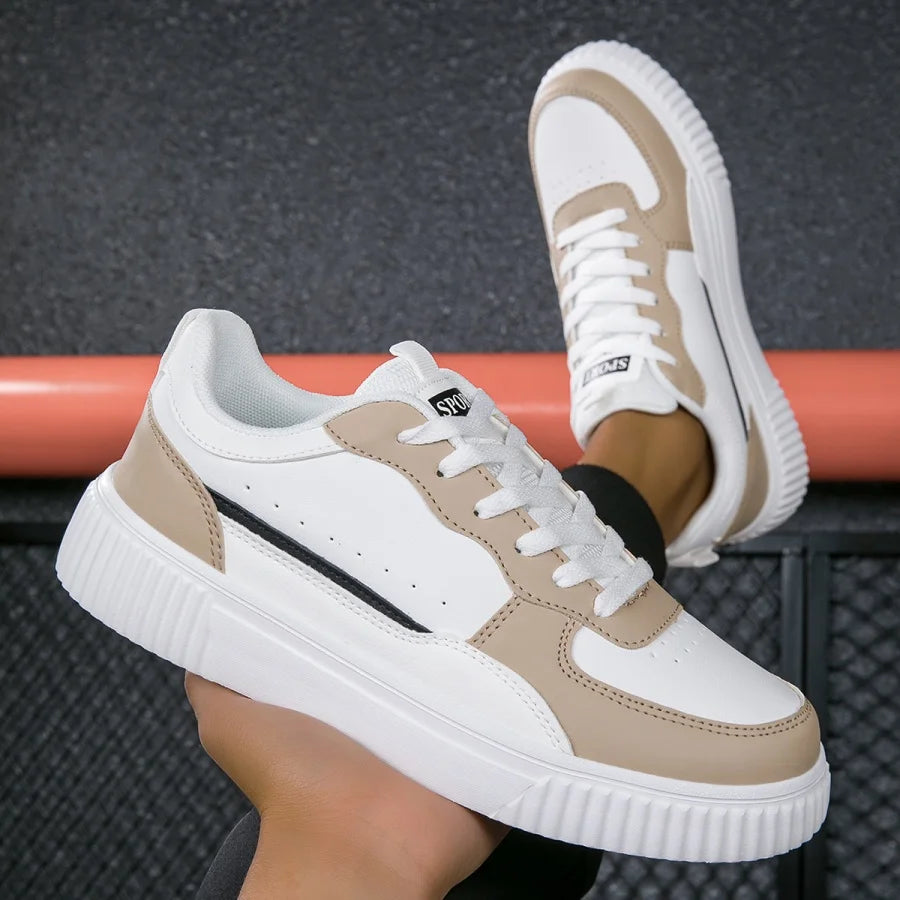 YRZL Fashion Leather Men Casual Shoes Lightweight Running Shoes Platform White Sneakers Outdoor Breathable Sport Shoes Shoes