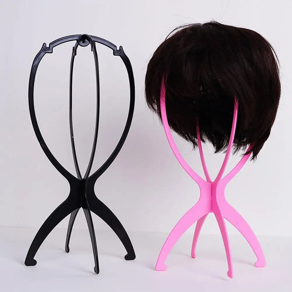 Portable Folding Wig Stand, Plastic Mannequin Head Holder for Hat & Hair Display   Adjustable 36x16Cm Wig Display Tool