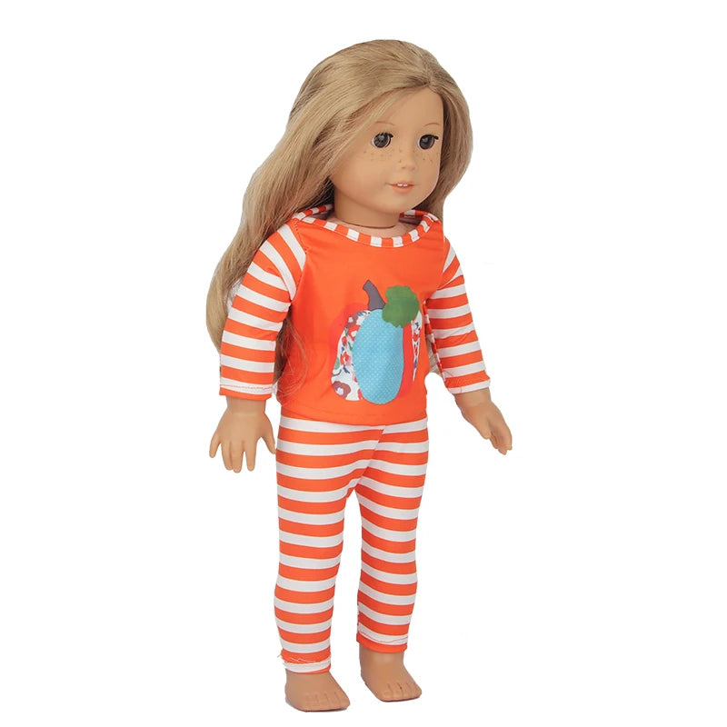 Halloween Doll Clothes Festival Pumpkin, Skeleton Costumes For 18 Inch American&43cm Baby New Born,OG,Life Girl Doll Accessories