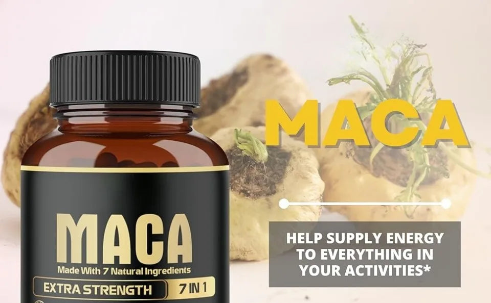 Maca Root Capsules 7-in-1 with Ashwagandha, Ginseng, Tribulus, Shilajit, Shatavari & Black Pepper, Extra Strength, 150 Count