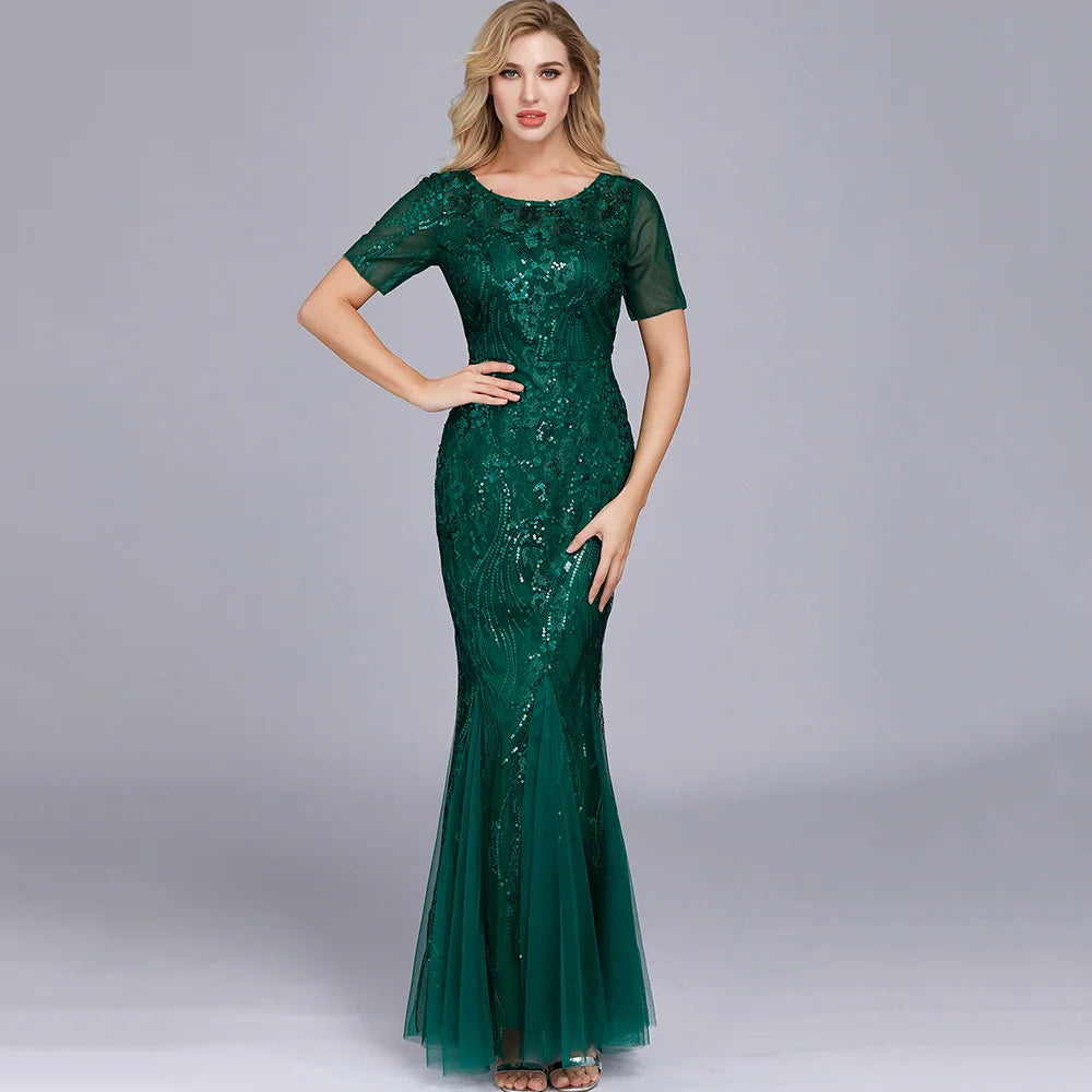 Sexy vintage Maxi Sequin cocktail Dress bridesmaid Prom Dresses for Women Casual Party Long sleeve club Bodycon Dress vestidos