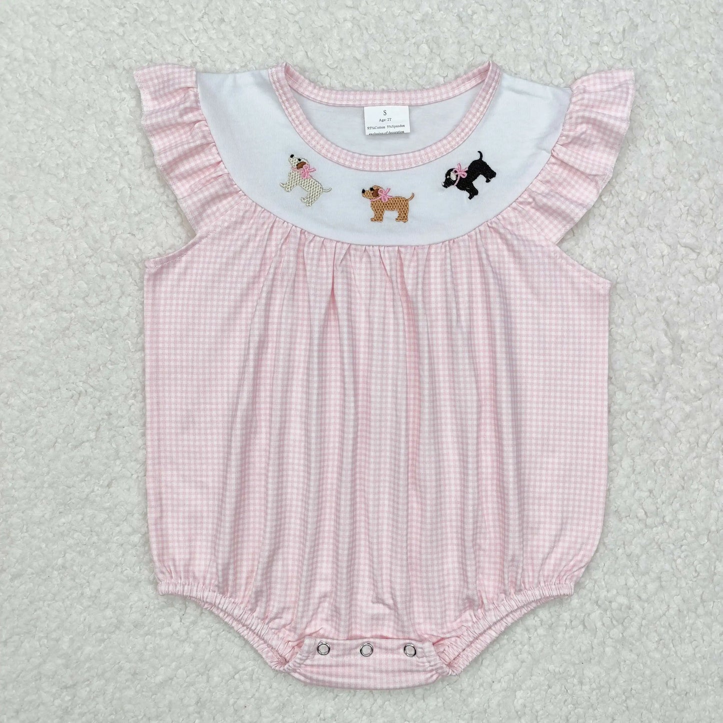 4.14y NEW stock baby girls summer romper wholesale boutique embroidery pattern floral flowers purple flying sleeves onesie