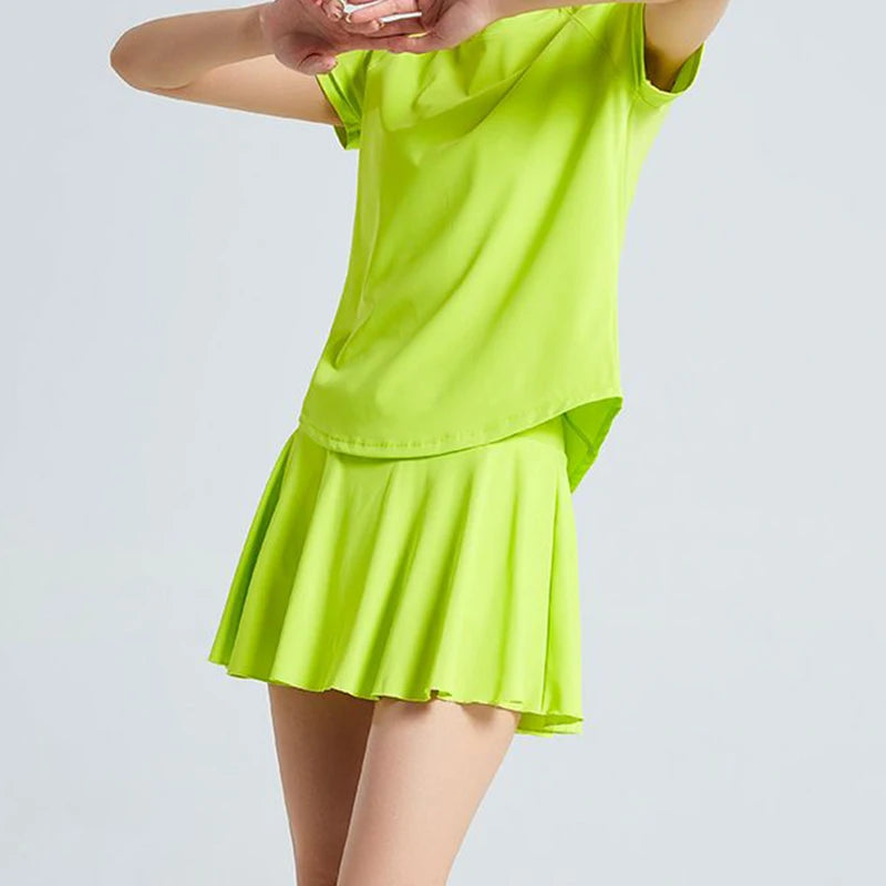 High Waist Sport Tennis Skirts for Women Fashion Anti-Shine Quick Drying Elastic Yoga Skirts Woman with Pocket Mini Skirt Female