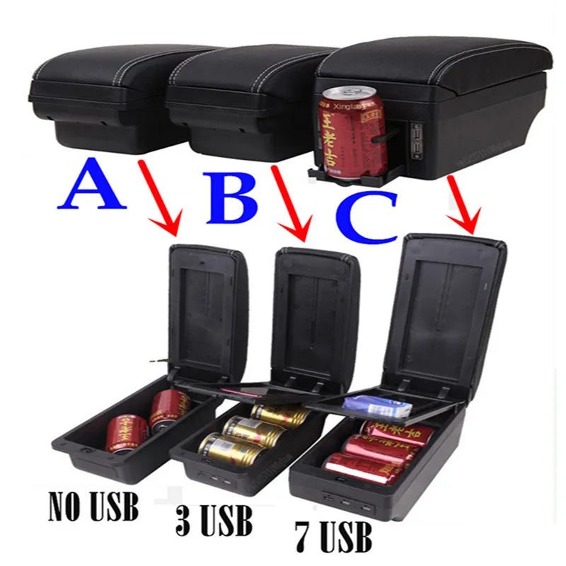 For Fiat Panda II 2 Armrest Box Arm Elbow Rest Center Console Storage box USB Port Interior Dedicated Retrofit Car Accessories