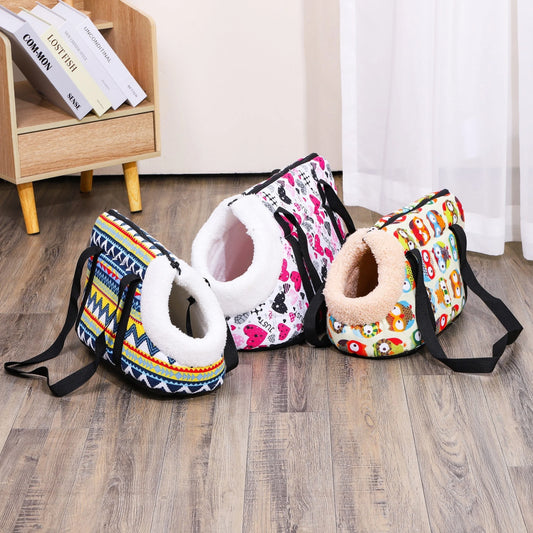 Washable & Portable Cat Carrier Bag - Multi-Colored, Zippered Pet Shoulder Tote for Small to Medium Cats,  Litter Outing