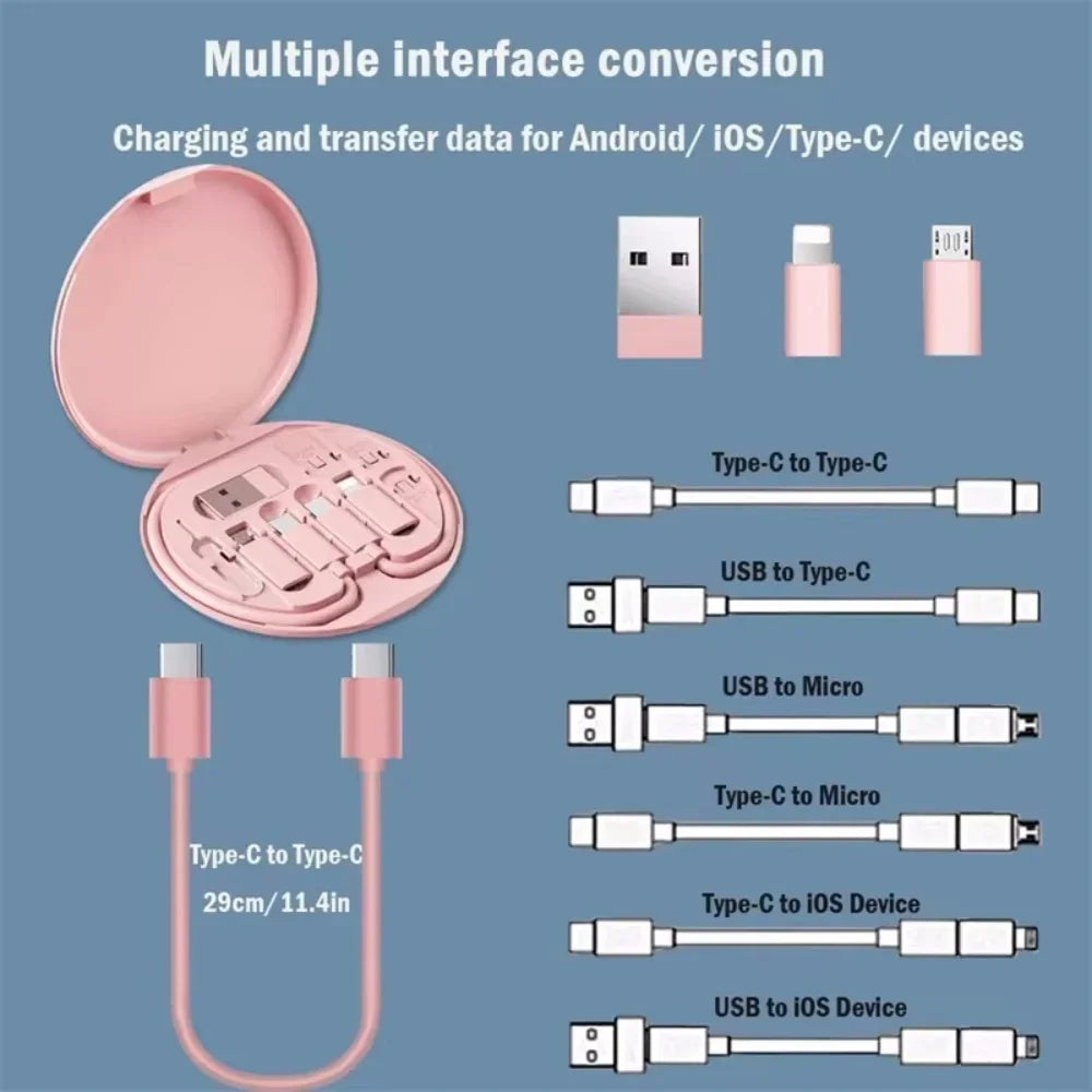 60W Multi USB Type C to C ，Charging Adapter Cable Kit USB C to Lighting Conversion Set USB A & Type C to Micro/Type C/Lighting