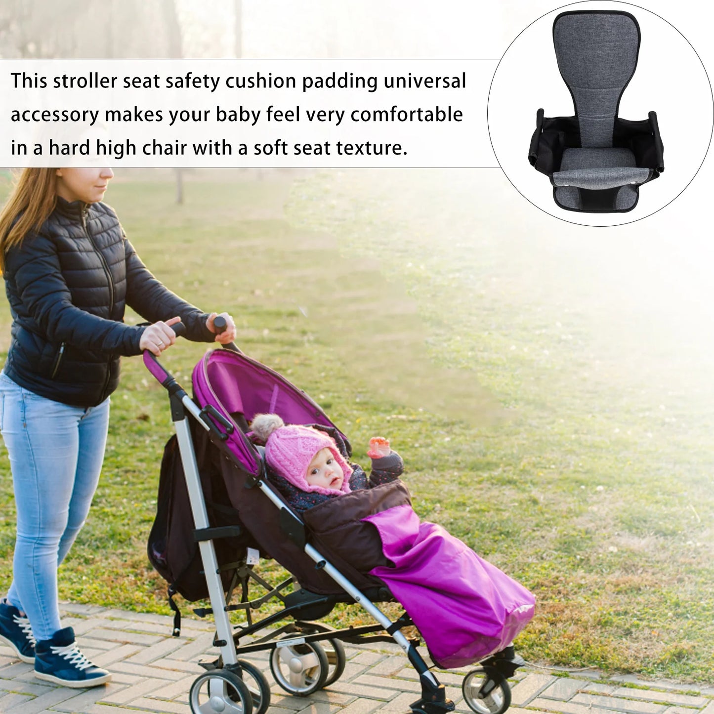 Stroller Cushion for Car Seat Pad Soft Comfortable Easy Clean Large Size Suitable All Strollers Infant Safety Insert