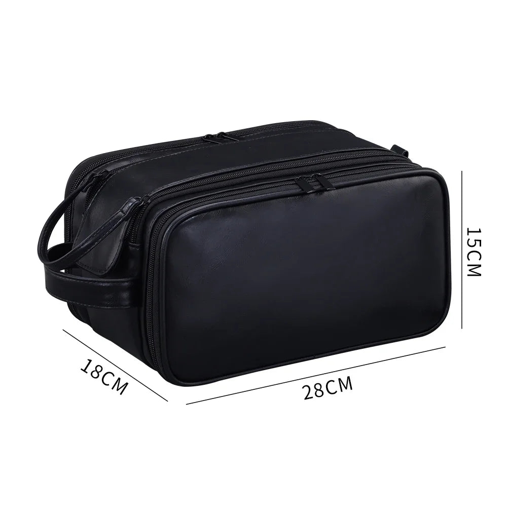 Multi Pockets PU Toiletry Bag For Women Men Travel Essentials Makeup Bags Waterproof Hanging Bag Cosmetic Washing Organizer Bag
