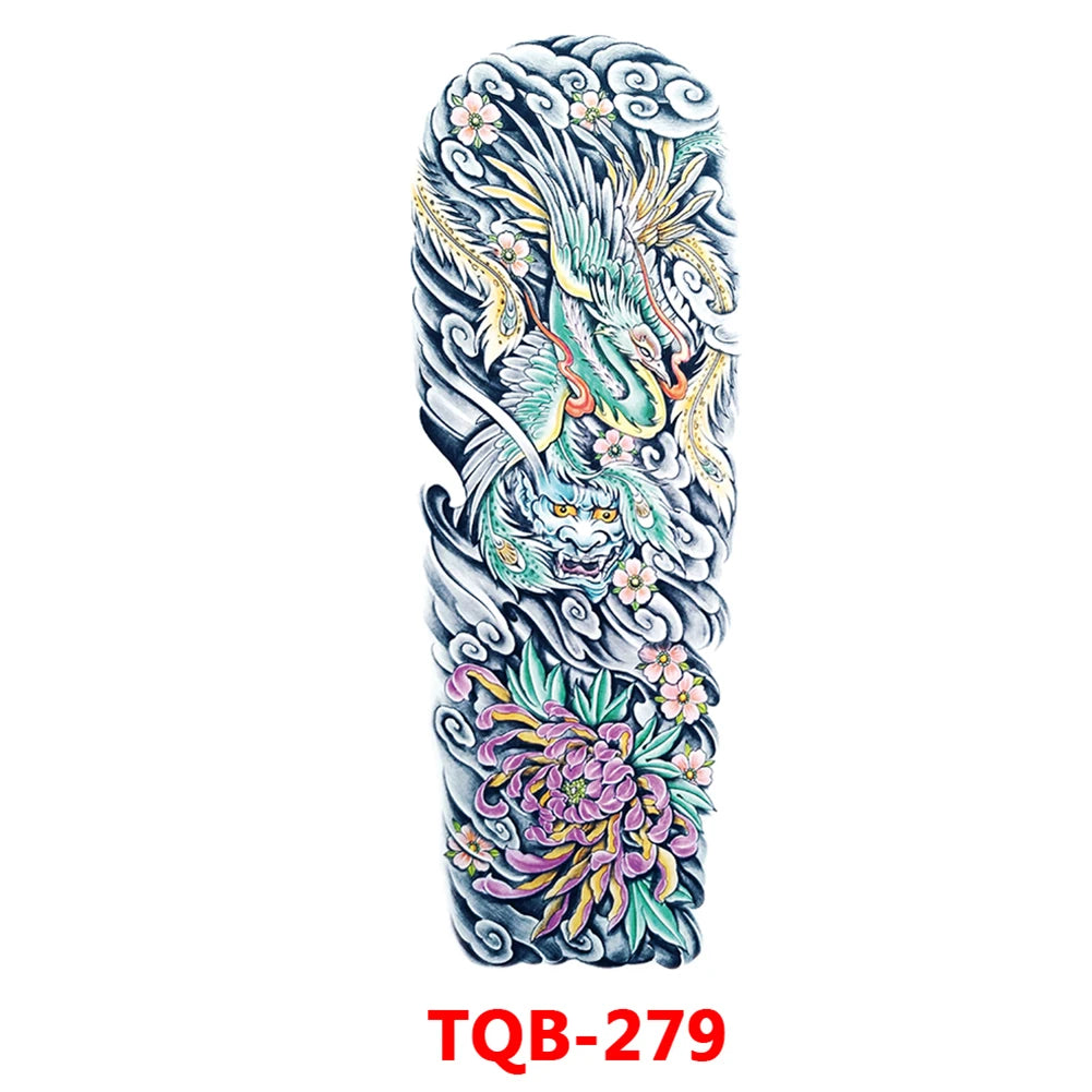Large Arm Sleeve Tattoo Rose Gear Clock Eye Waterproof Temporary Tatto Sticker Lion Wolf King Body Art Full Fake Tatoo Women Men