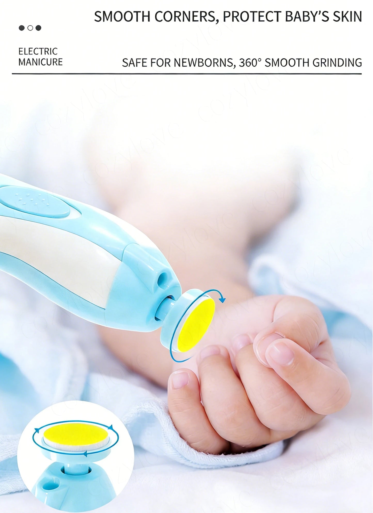 Electric Baby Nail Trimmer Set with 6 Grinding Heads | Safe Infant Nail File for Newborns & Toddlers, 4 Color Options