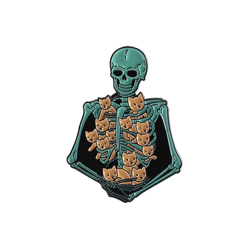 Horror Halloween Costume Accessories Cartoon Skeleton Ghost Enamel Pin Men's Backpack Badge Clothes Accessories Wholesale