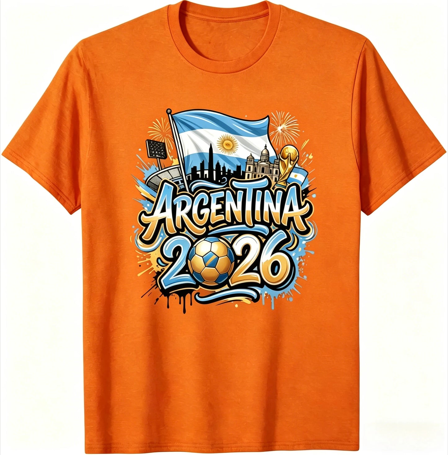 Unisex Argentina 2026 Soccer Tee Vintage Style Graphic Football Fan Supporter Casual Streetwear Top