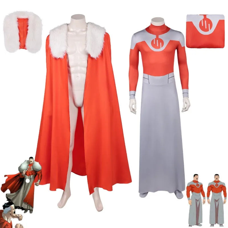 2026 Fancy Invincible Thragg Cosplay Costume Jumpsuit Cloak Performance Disguise Outfit Adult Role-playing Halloween Carnival
