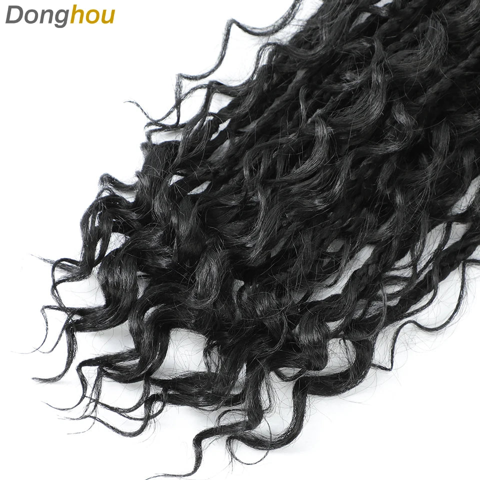 14 18 24 Inch Boho Box Braids Crochet Braids Curly Ends 1B 30 27 #4 Bug 8 Colors Ombre Goddess Bohemian Box Braids Crochet Hair