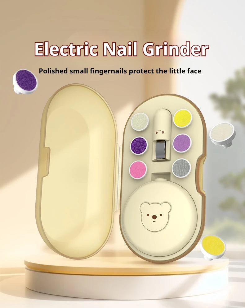 JUSTLANG Baby Electric Nail Trimmer Kit Kid Nail Polisher Tool Baby Care Manicure Set Easy Trim Nail Filer Clippers For Newborn