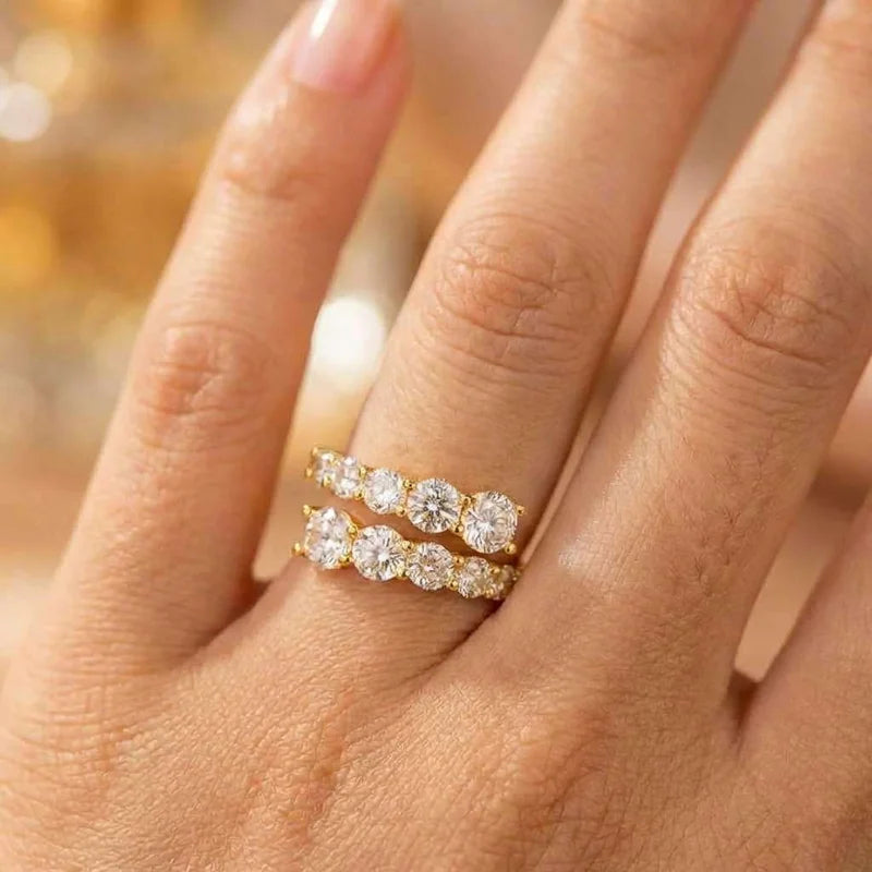925 Sterling Silver Geometric Design Women Opening Ring Full Sparkling Cubic Zirconia Fashion Party Wedding Luxury Lady Jewelry