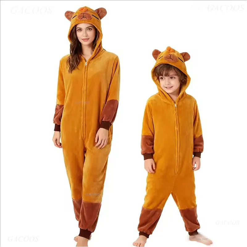 Kigurumi Onesie Kids Capybara Pajamas For Children Christmas Blanket Sleepers Baby Costume Winter Boy Girl Cat Jumspuit