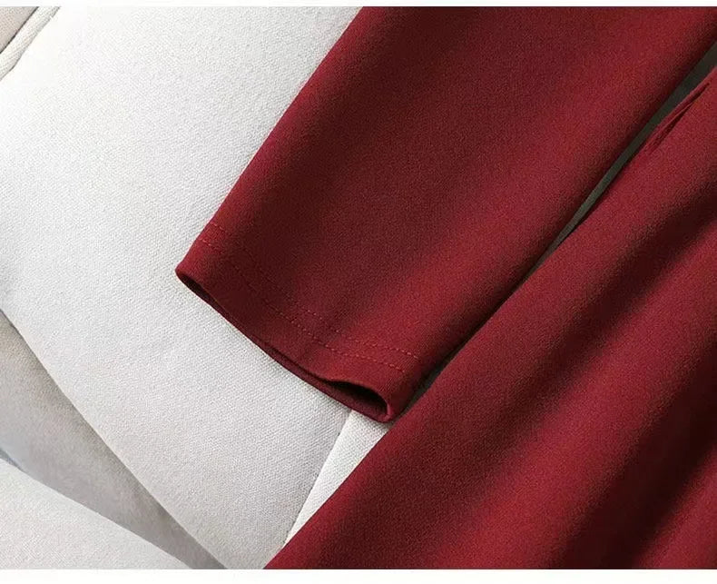 Red Long Sleeve Dress Wedding Dress Spring Autumn French Style Engagement Party Drinking Ceremony Bridal Gown Everyday Wear