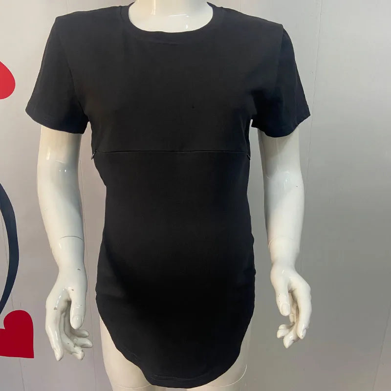 Emotion Moms Summer Invisible Zipper Pregnancy Maternity Top Lactation Clothing Breastfeeding For Pregnant Women Big Size