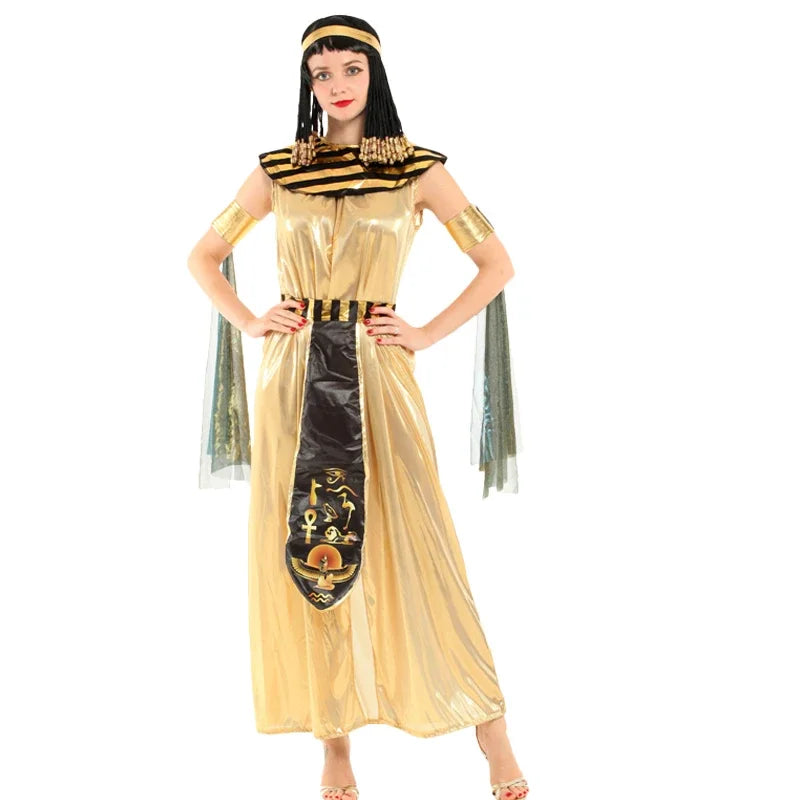 Halloween parent-child costume: Ancient Egyptian king Pharaoh goddess Cleopatra Cosplay costumes golden ancient Egyptian role-pl